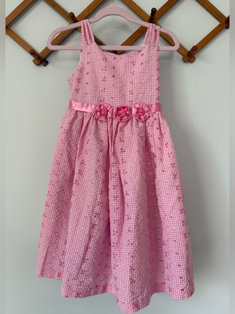 Jessica Ann Girl’s Pink & White Eyelet Dress Sz. 4